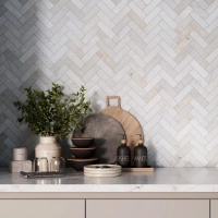 Crema Marfil Herringbone Marble Mosaic Tile Honed 285 x 325 x 8 (0)