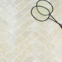 Desert Pearl Herringbone Limestone Tile Tumbled Edge 75 x 305 x 20 (0)
