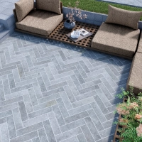 Irvine Grey Herringbone Limestone Tile Tumbled Edge 75 x 305 x 22 (0)