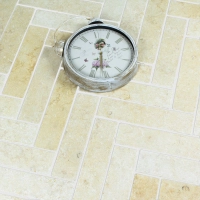 Jerusalem Antique Gold Herringbone Limestone Tile Tumbled 75 x 305 x 20 (0)