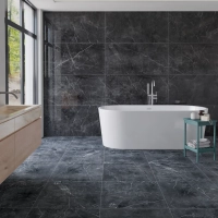 Nero Venato Porcelain Tile Rectified Edge - Polished Finish 300 x 600 x 9 (0)