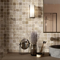 Siva Noce Travertine Mosaic Tile Unfilled & Tumbled Edge 48 x 48 (0)
