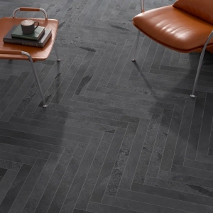 Brazilian Black Slate Herringbone Tile