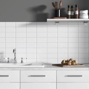 Soho Canvas White Bevelled Ceramic Tile