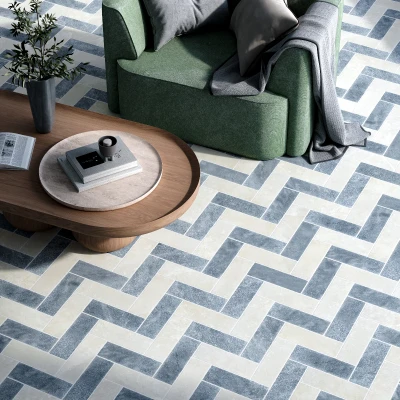 Ash Blue Herringbone Marble Tile Tumbled 100 x 305 x 10 (1)