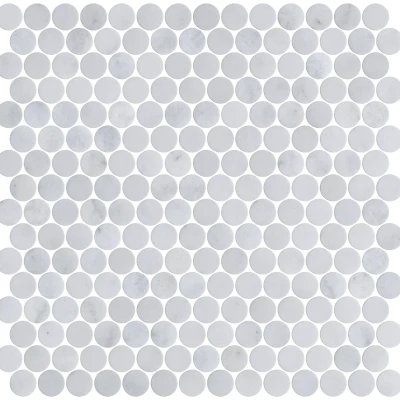Carrara White Marble Penny Tile Honed 266 x 285 x 10 (3)