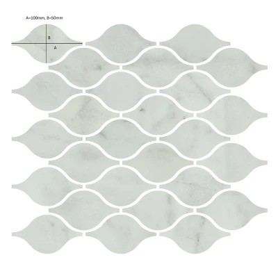 Carrara White Marble Teardrop Mosaic Tile Honed 265 x 305 x 10 (0)
