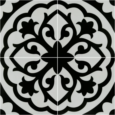 Form Monochrome Lotus Patterned Porcelain Tile Natural Edge - Matt Finish 200 x 200 x 9 (2)