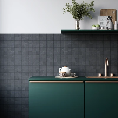 Imperial Black Slate Mosaic Tile Riven Surface 48 x 48 (0)