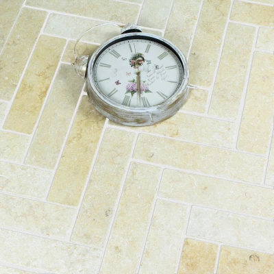 Jerusalem Antique Gold Herringbone Limestone Tile Tumbled 75 x 305 x 20 (0)