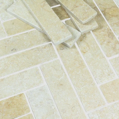 Jerusalem Antique Gold Herringbone Limestone Tile Tumbled 75 x 305 x 20 (1)