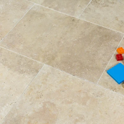 Lydia Classico Travertine Paving Tile Unfilled & Tumbled Edge Opus Franco x 30 (1)