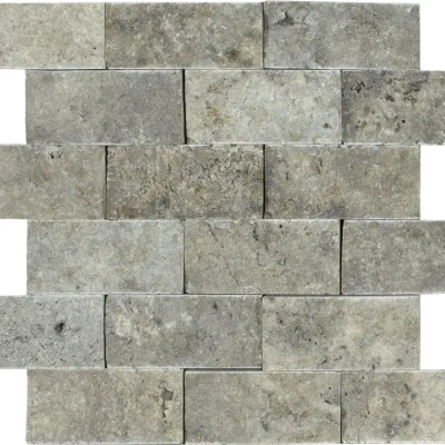 Silver Travertine Tile Split Face - 3D Effect 48 x 100 (2)