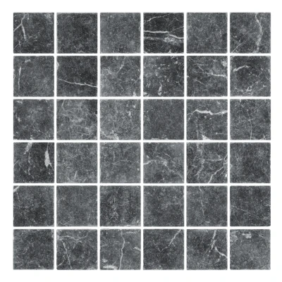 Taurus Nero Marble Mosaic Tile Tumbled Edge 48 x 48 (1)