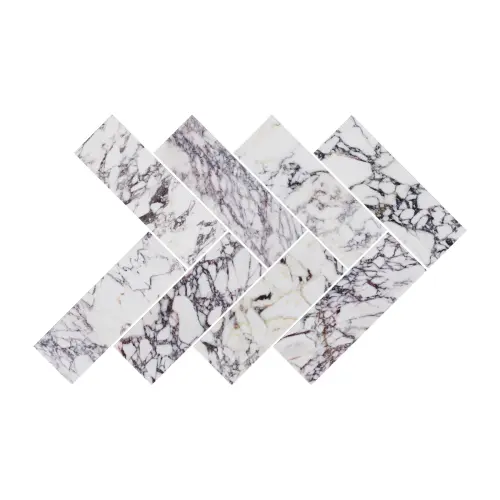 Arabescato Viola Herringbone Marble Tile Honed 100 x 305 x 10 (1)