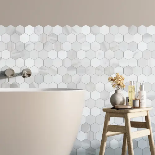 Calacatta Isola Hexagon Marble Mosaic Tile Honed 265 x 305 x 8 (0)