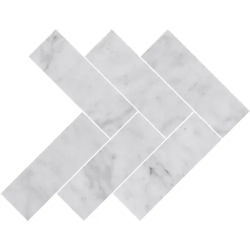 Carrara White Herringbone Marble Tile Polished 100 x 305 x 10 (2)