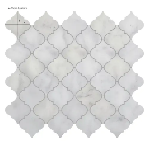 Carrara White Marble Arabesque Mosaic Tile Honed 295 x 305 x 10 (0)