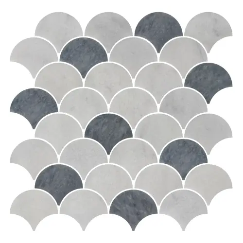 Carrara White Marble Scallop Shell Mosaic Tile Honed 255 x 325 x 10 (1)