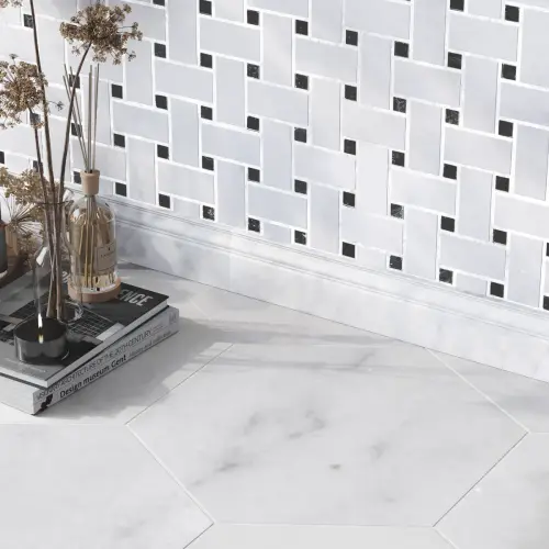 Carrara White Marble Skirting Tile Honed 125 x 610 x 20 (0)