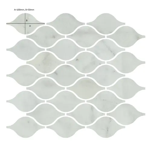 Carrara White Marble Teardrop Mosaic Tile Honed 265 x 305 x 10 (0)