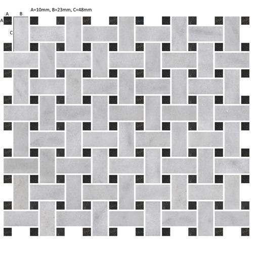 Carrara White St Laurent Basketweave Mosaic Tile Honed 300 x 305 x 10 (0)