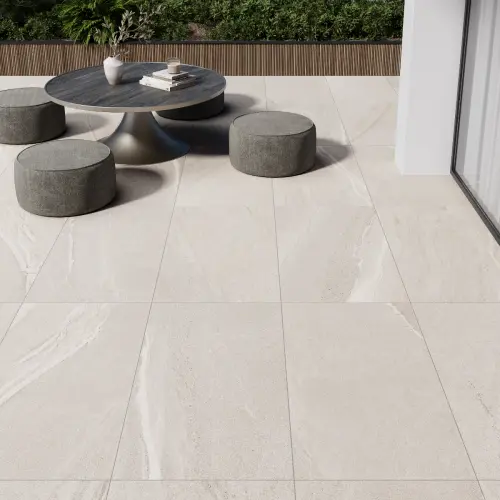 Cutstone White Anti Slip Outdoor Porcelain Tile Rectified Edge - Matt Finish 600 x 900 x 20 (0)