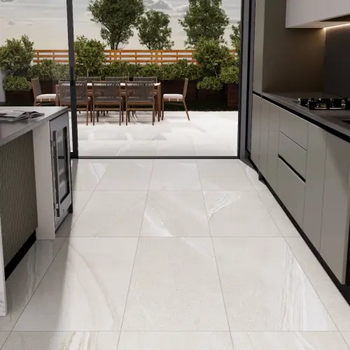 Cutstone White Porcelain Tile Rectified Edge - Matt Finish 600 x 1200 x 9 (0)