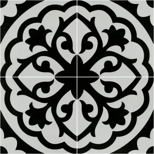 Form Monochrome Lotus Patterned Porcelain Tile Natural Edge - Matt Finish 200 x 200 x 9 (2)