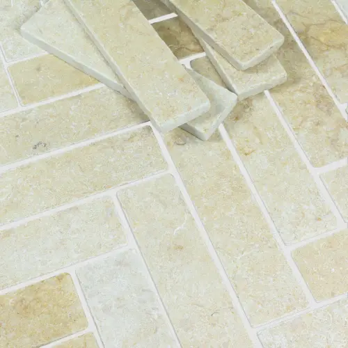 Jerusalem Antique Gold Herringbone Limestone Tile Tumbled 75 x 305 x 20 (1)