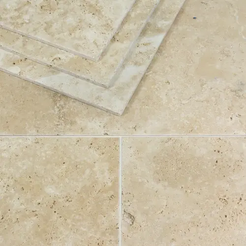 Lydia Classico Travertine Tile Unfilled & Tumbled Edge 406 x 610 x 12 (2)