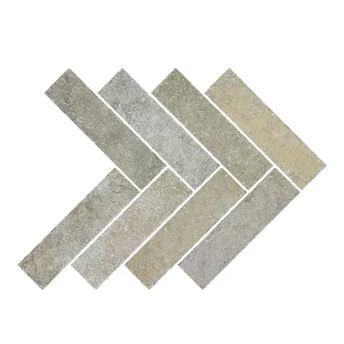 Mystique Yellow Herringbone Limestone Tile Tumbled Edge 75 x 305 x 22 (1)