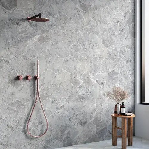 Silver Moon Hexagon Marble Tile Honed 15 cm (One Side) x 10 (1)