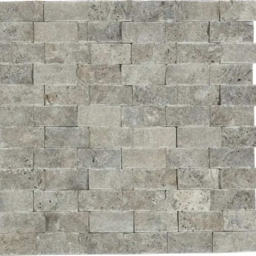 Silver Travertine Tile Split Face - 3D Effect 23 x 48 (2)