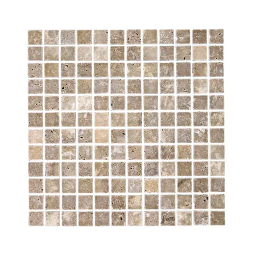 Siva Noce Travertine Mosaic Tile Unfilled & Tumbled Edge 23 x 23 (1)