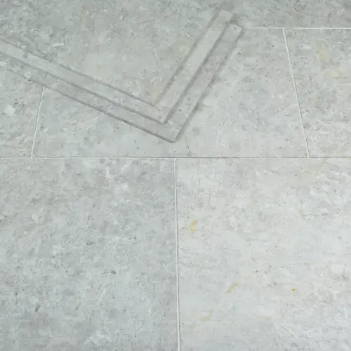 Sky Grey Marble Tile Tumbled Edge 406 x 610 x 12 (2)