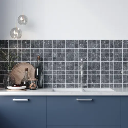 Taurus Nero Marble Mosaic Tile Tumbled Edge 23 x 23 (0)