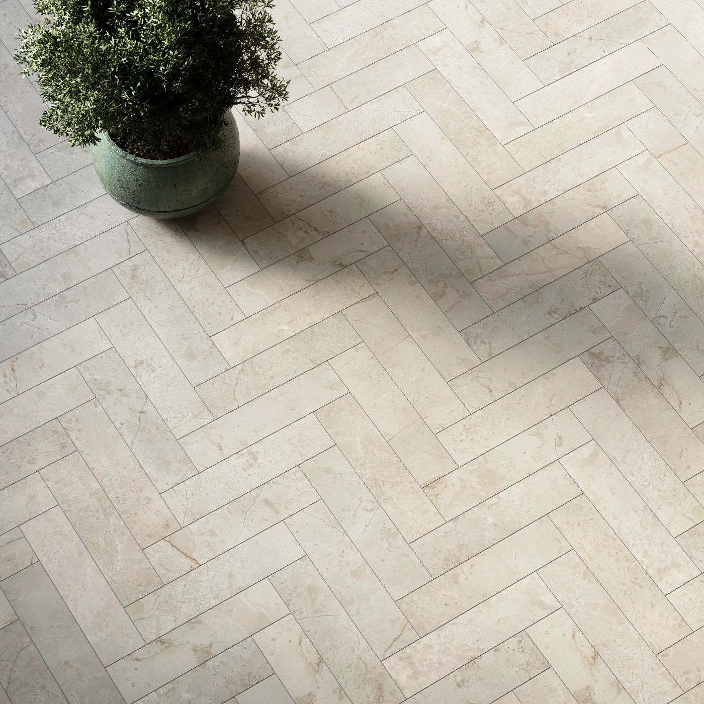 Crema Marfil Herringbone Marble Tile Honed 75 x 305 x 10 (0)