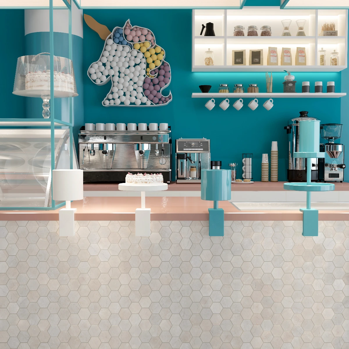 Crema Marfil Hexagon Marble Mosaic Tile Polished 265 x 305 x 10 (1)