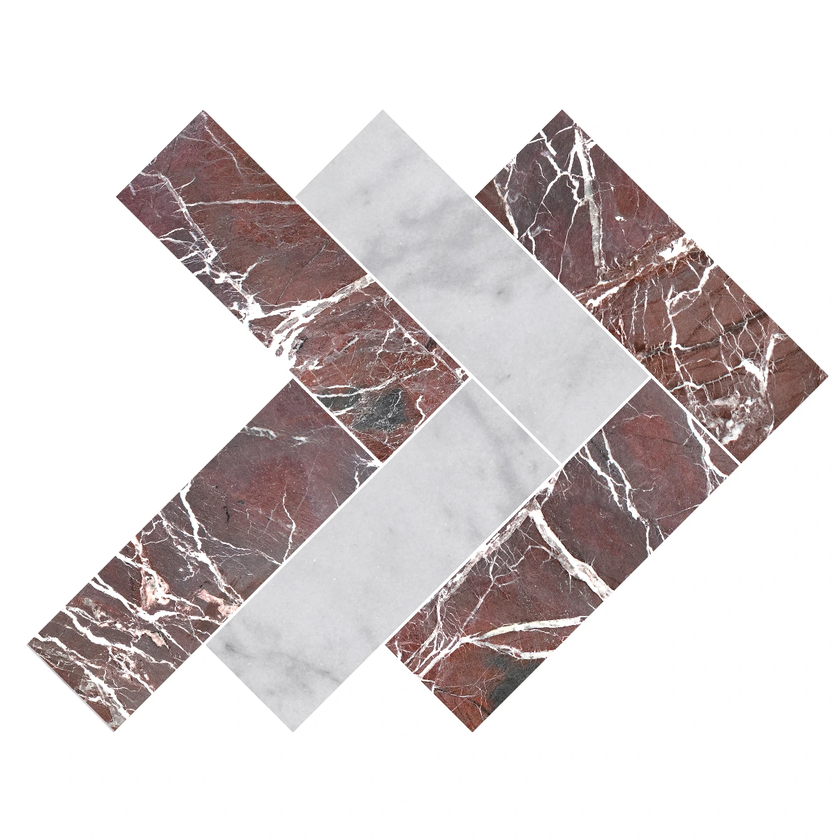Rosso Levanto Herringbone Marble Tile Polished 100 x 305 x 10 (1)