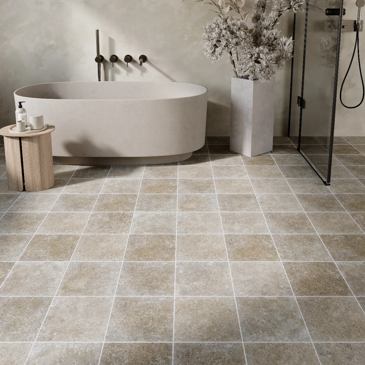 Siva Noce Travertine Tile Unfilled & Tumbled Edge 305 x 305 x 10 (0)
