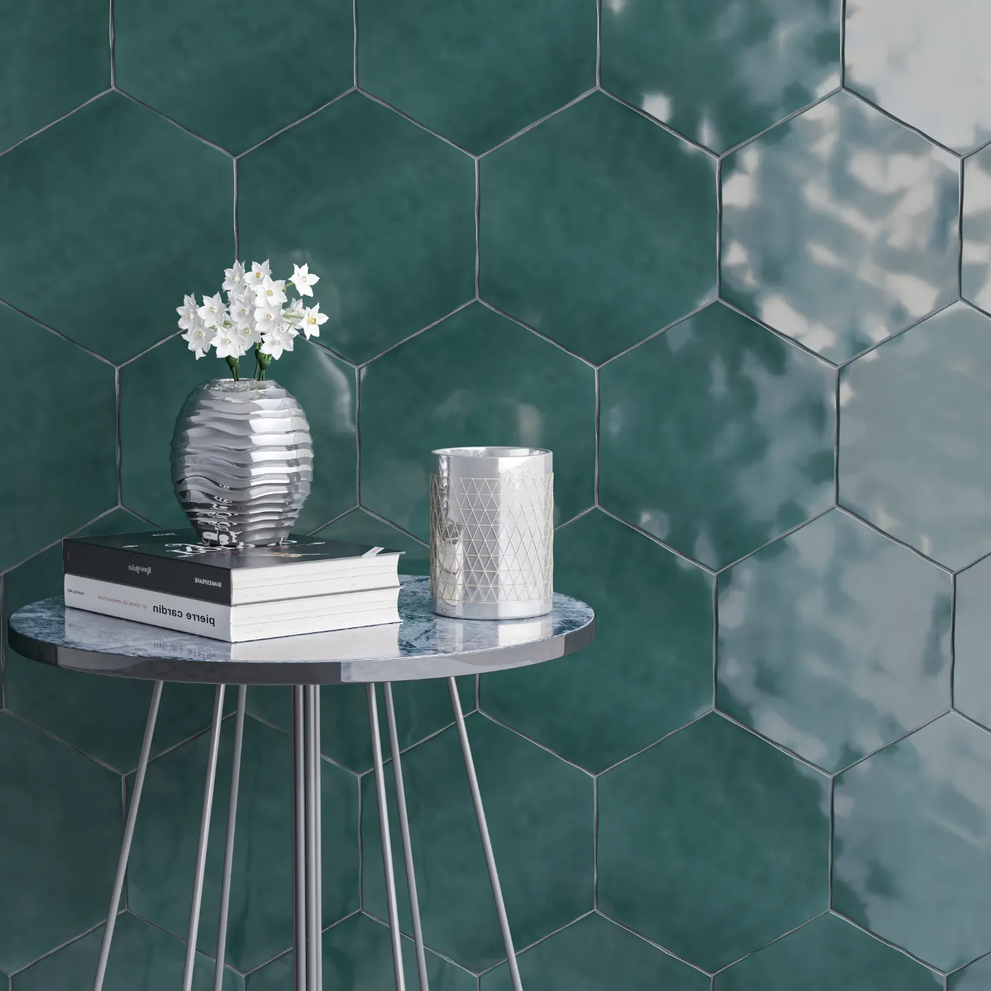 Teramoda Emerald Green Hexagon Ceramic Tile | Ionic Stone